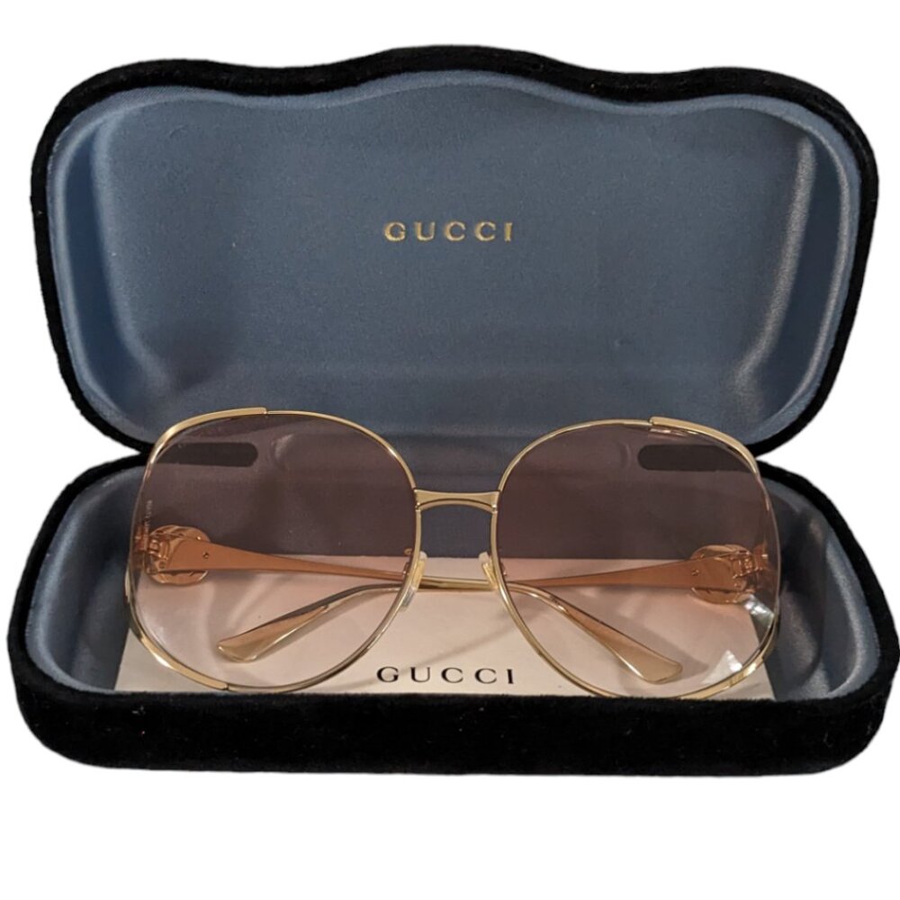 Authentic Gucci - Oversized Round Frame Sunglasses with gradient pink lenses